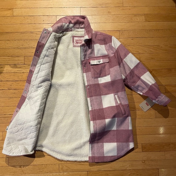 Levi's Women's Wool Blend Sherpa Lined Long Shacket - Picture 4 of 16